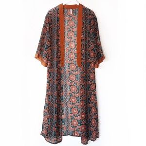 xhilaration orange floral kimono
